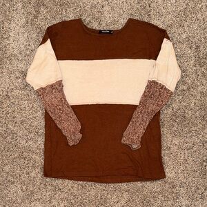 Doe & Rae Chocolate and Cream Long Sleeve Tee